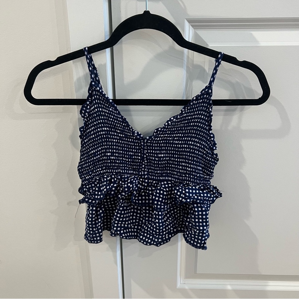 Navy Patterned Crop Top